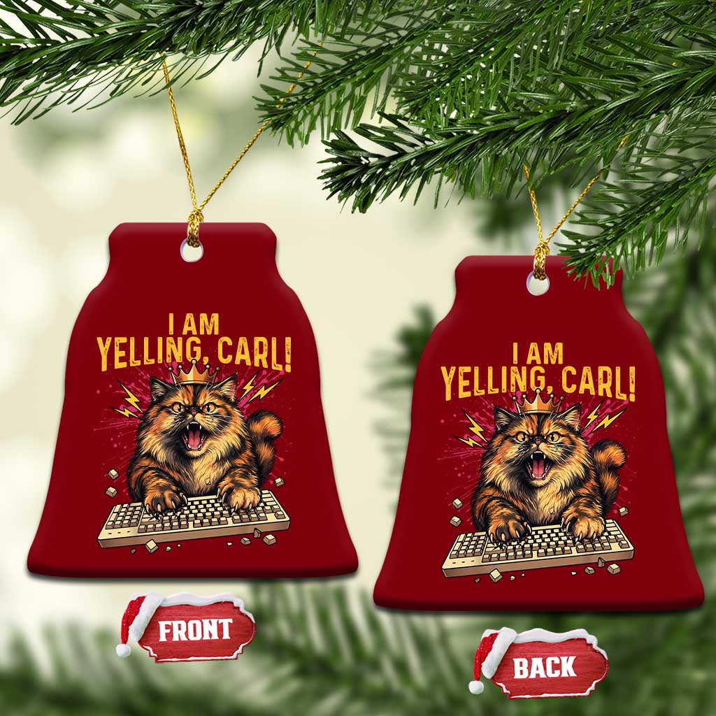 I Am Yelling Carl Graphic Ceramic Ornament Funny Angry Cat Typing Keyboard Comic Retro TS02 Print Your Wear