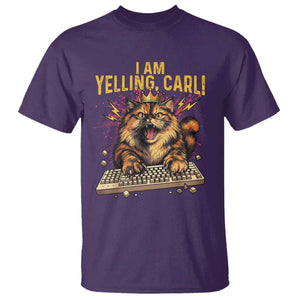 I Am Yelling Carl Graphic T Shirt Funny Angry Cat Typing Keyboard Comic Retro TS02 Purple Print Your Wear