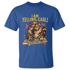 I Am Yelling Carl Graphic T Shirt Funny Angry Cat Typing Keyboard Comic Retro TS02 Royal Blue Print Your Wear