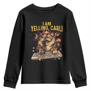I Am Yelling Carl Graphic Youth Sweatshirt Funny Angry Cat Typing Keyboard Comic Retro TS02 Black Print Your Wear