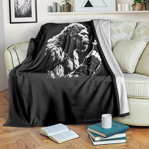 Bigfoot Blowing Dandelion Flower Graphic Throw Blanket Whimsical Sasquatch Profile Artistic Vintage Distressed TS02 Print Your Wear