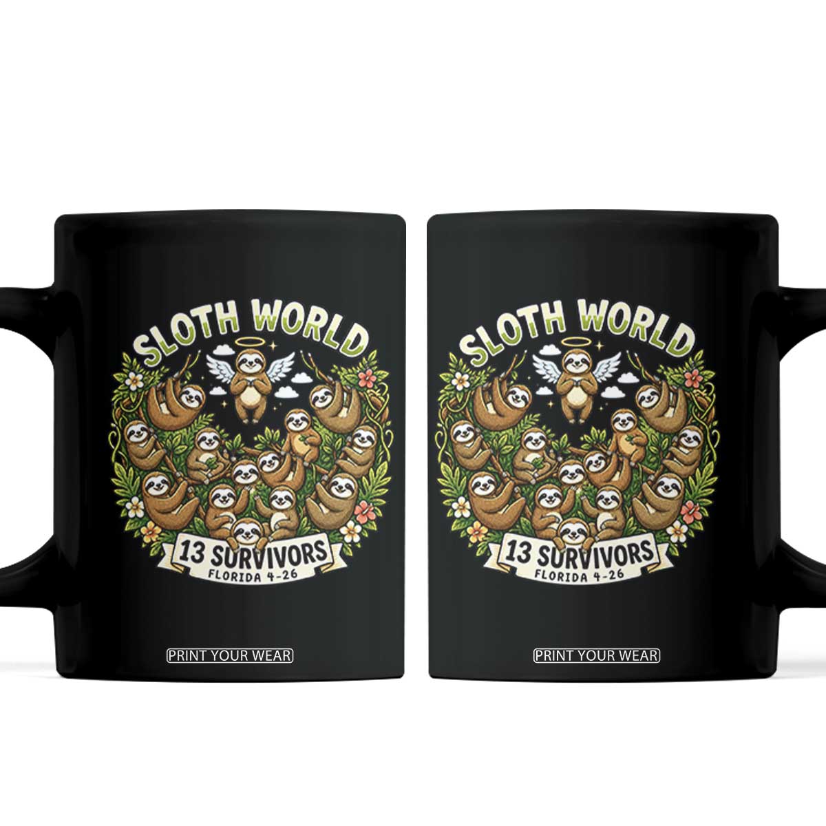 Sloth World 13 Survivors Animal Rescue Coffee Mug Memorial Tribute and Florida Wildlife Protection TS02 Black Print Your Wear
