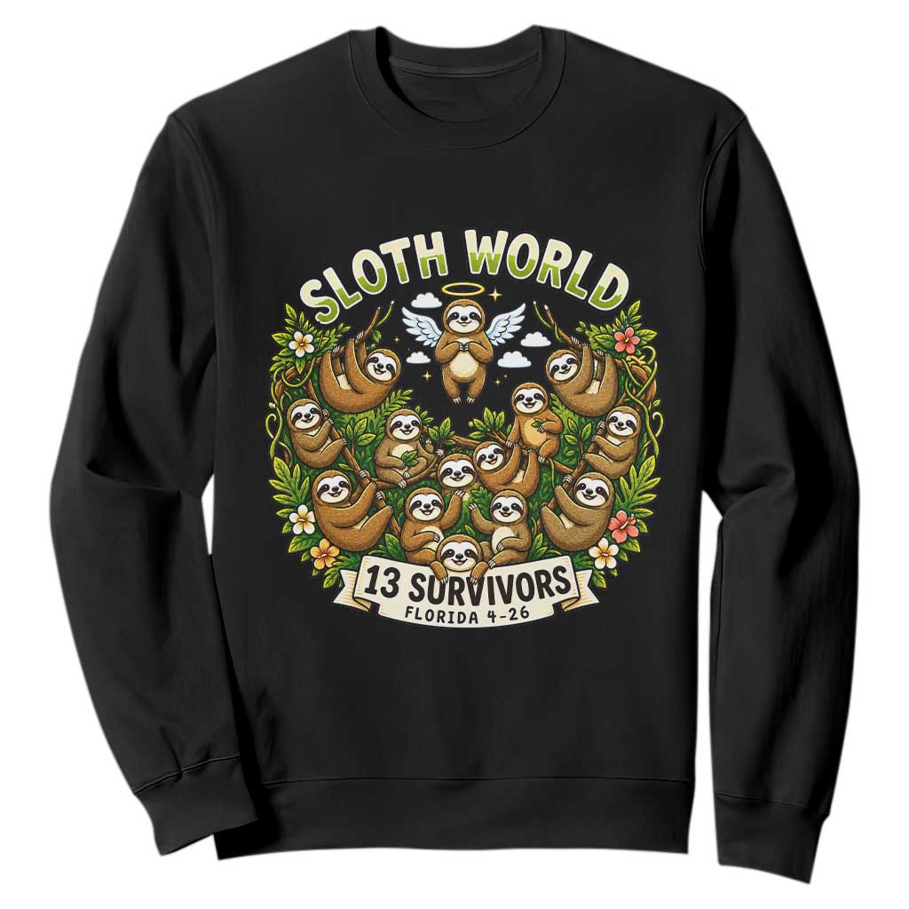 Sloth World 13 Survivors Animal Rescue Sweatshirt Memorial Tribute and Florida Wildlife Protection TS02 Black Print Your Wear