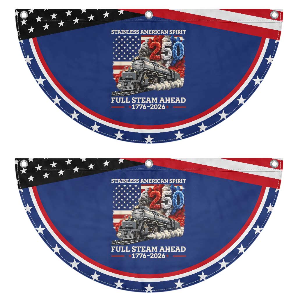 Stainless American Spirit Full Steam Ahead Patriotic Fan Flag 250 Years Freedom Semiquincentennial Steam Locomotive TS02 2pcs pack Classic Navy Print Your Wear
