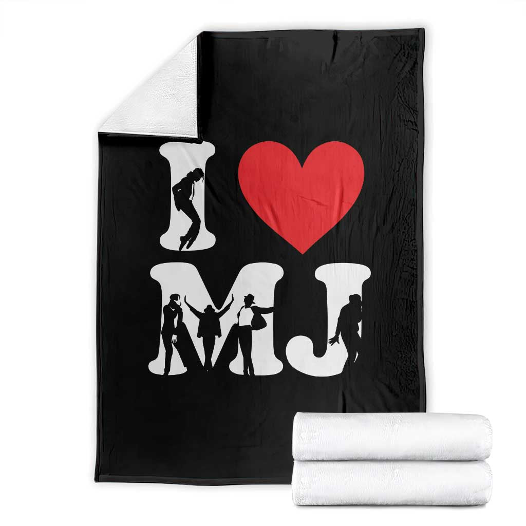 I Heart MJ Dance Silhouette Tribute Throw Blanket Iconic Pop Culture Famous Dance Poses for Music Legend Fans TS02 Black Print Your Wear