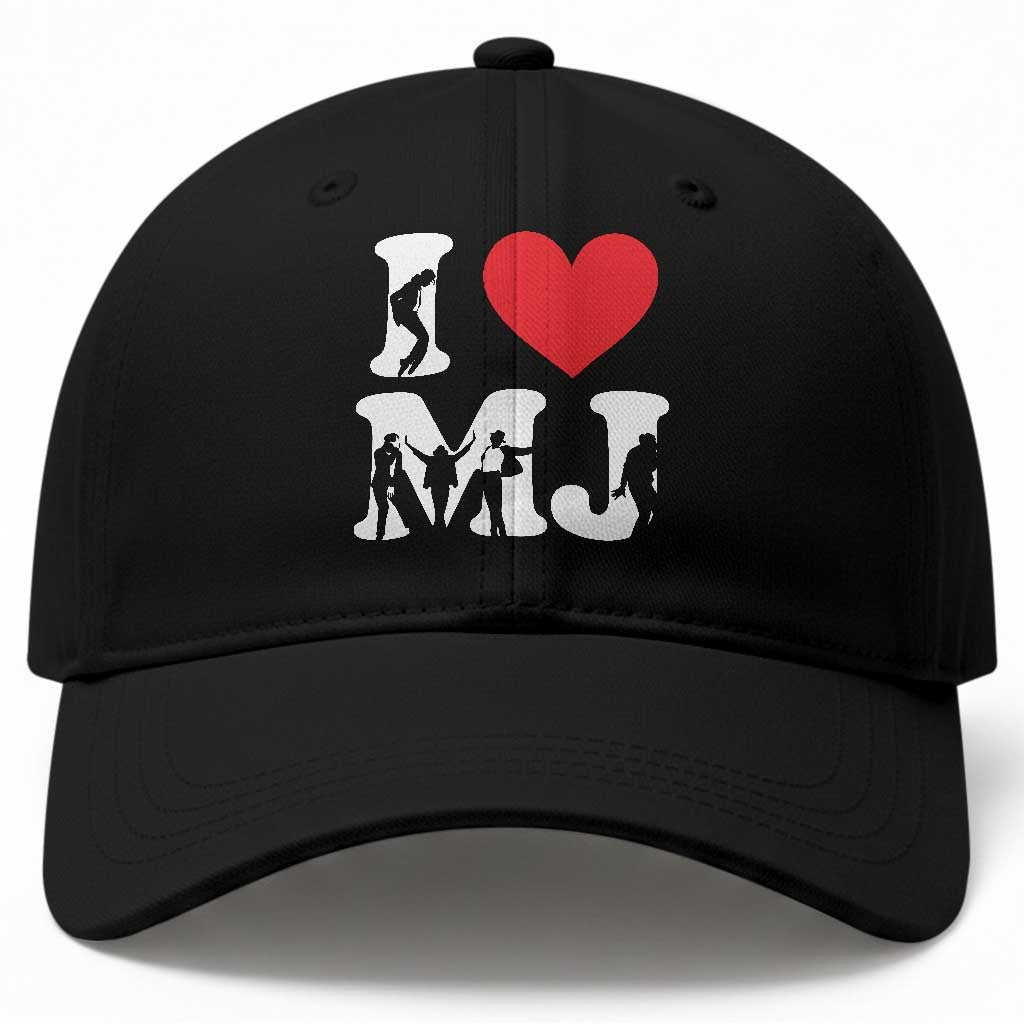 I Heart MJ Dance Silhouette Tribute Baseball Cap Iconic Pop Culture Famous Dance Poses for Music Legend Fans TS02 Print Your Wear