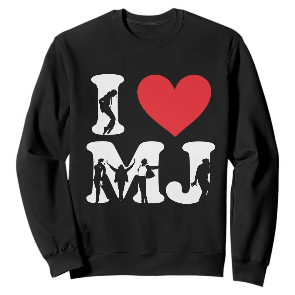 I Heart MJ Dance Silhouette Tribute Sweatshirt Iconic Pop Culture Famous Dance Poses for Music Legend Fans TS02 Black Print Your Wear
