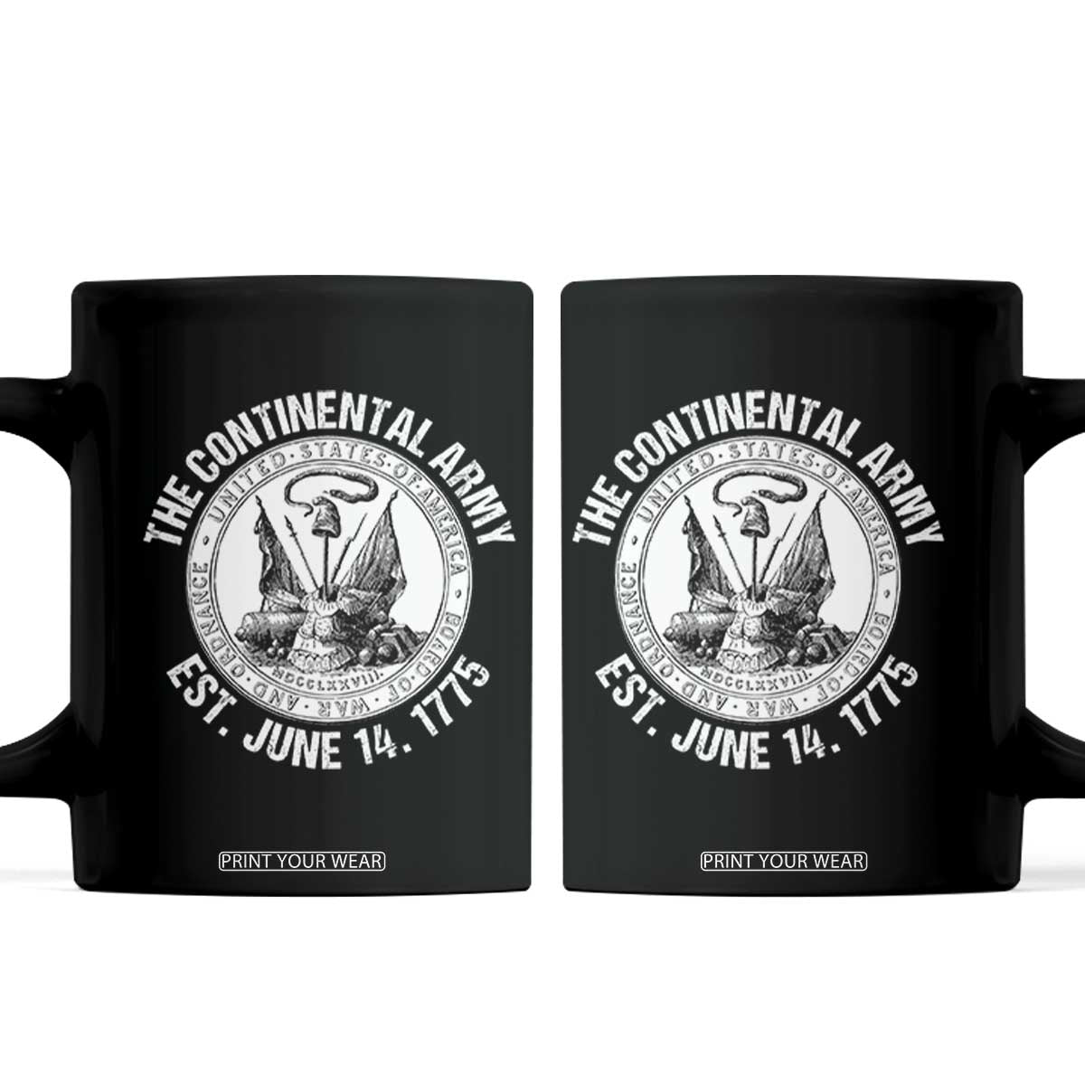 The Continental Army Est 1775 Coffee Mug Patriotic US Military History Graphic TS02 Black Print Your Wear