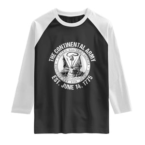 The Continental Army Est 1775 Raglan Shirt Patriotic US Military History Graphic TS02 Black White Print Your Wear