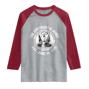 The Continental Army Est 1775 Raglan Shirt Patriotic US Military History Graphic TS02 Heather Gray Heather Red Print Your Wear