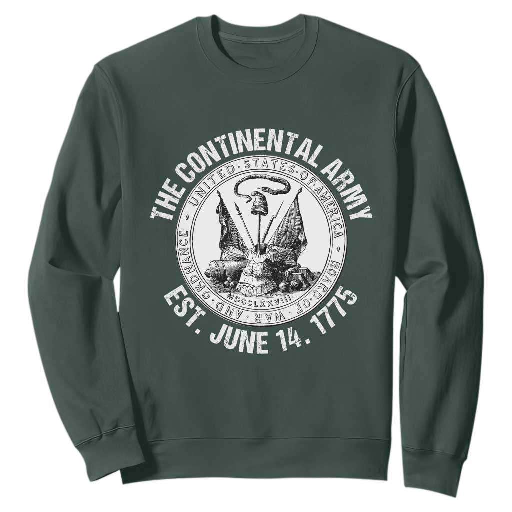 The Continental Army Est 1775 Sweatshirt Patriotic US Military History Graphic TS02 Dark Forest Green Print Your Wear