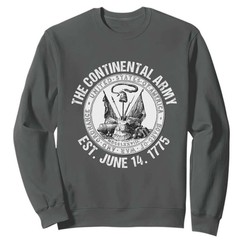 The Continental Army Est 1775 Sweatshirt Patriotic US Military History Graphic TS02 Dark Heather Print Your Wear