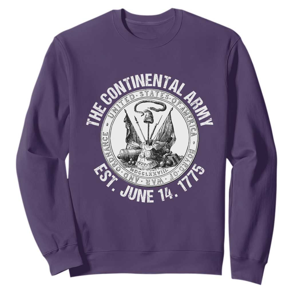 The Continental Army Est 1775 Sweatshirt Patriotic US Military History Graphic TS02 Purple Print Your Wear