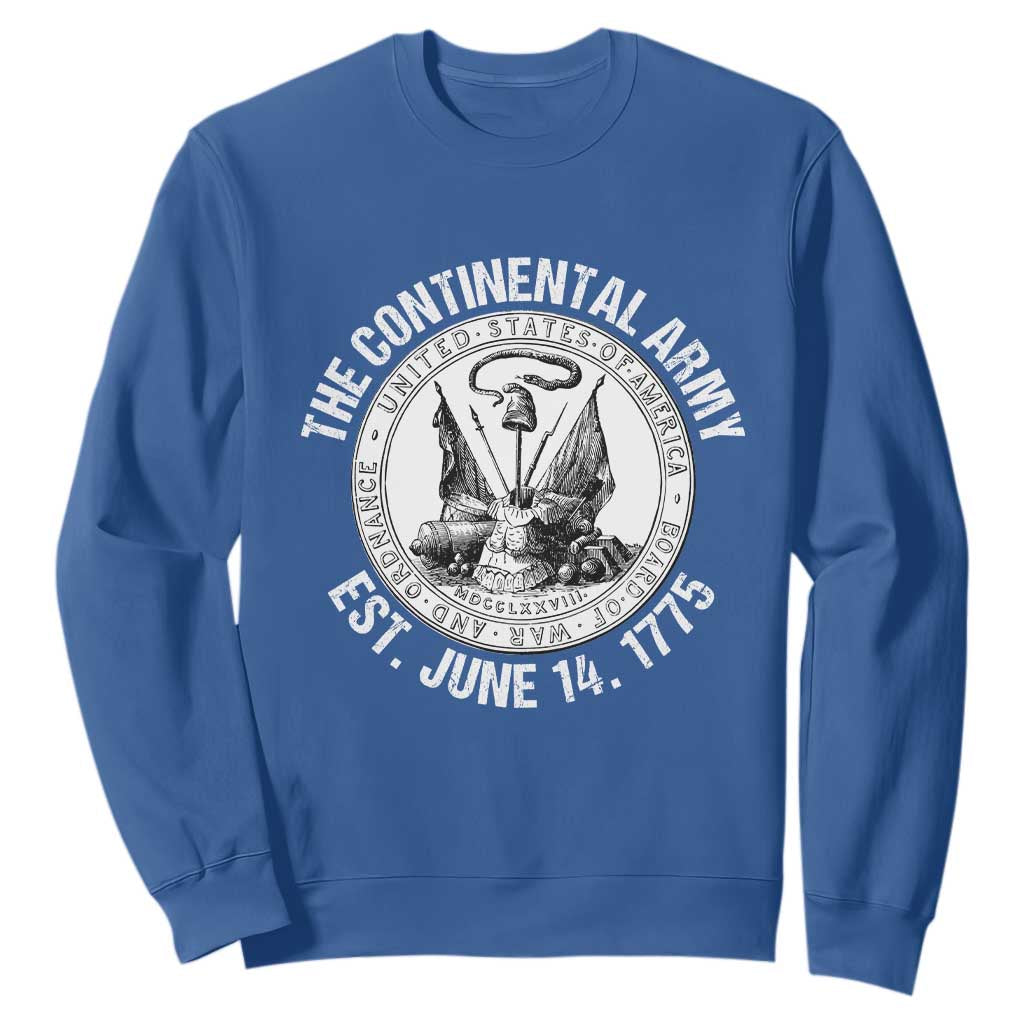 The Continental Army Est 1775 Sweatshirt Patriotic US Military History Graphic TS02 Royal Blue Print Your Wear