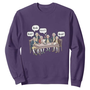 Bruh Founding Fathers Constitutional Convention Sweatshirt Funny American History Humorous Patriot TS02 Purple Print Your Wear