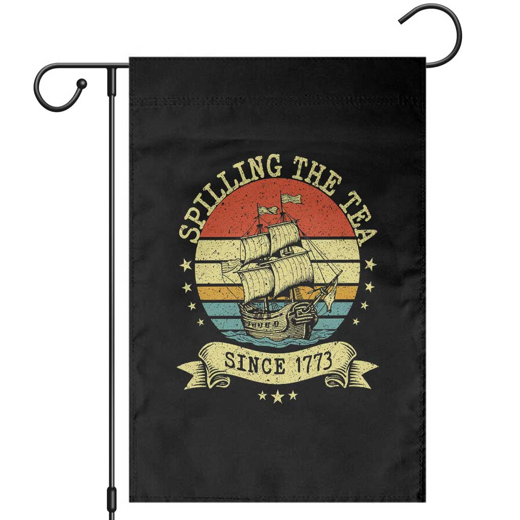 Spilling The Tea Since 1773 Garden Flag Retro Sunset Boston Tea Party History TS02 Black Print Your Wear
