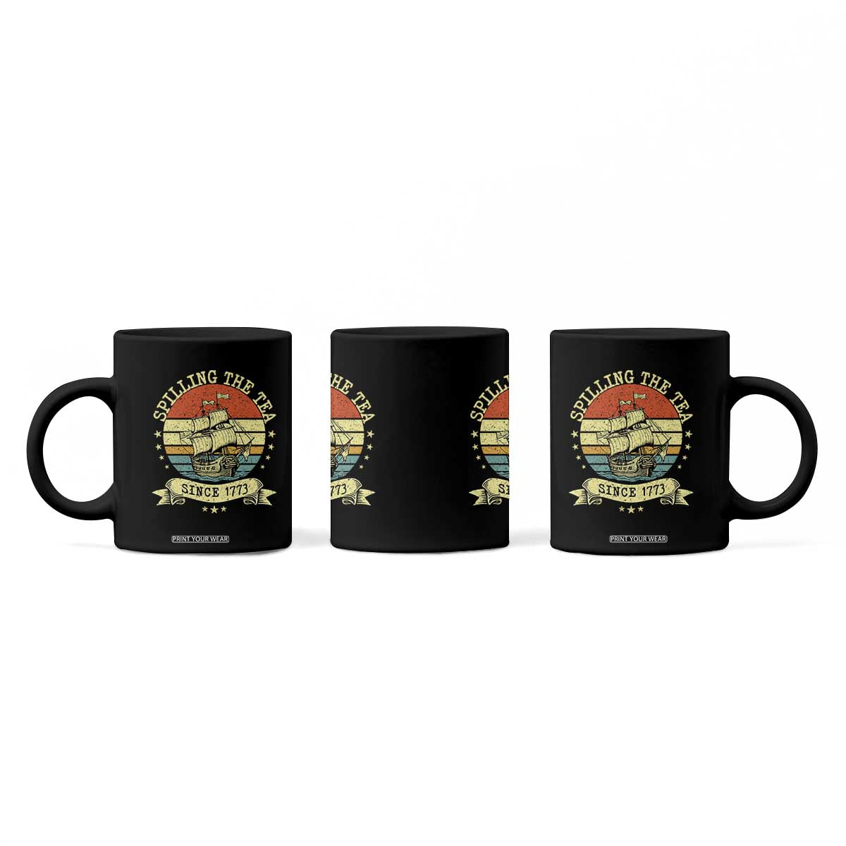Spilling The Tea Since 1773 Coffee Mug Retro Sunset Boston Tea Party History TS02 Print Your Wear