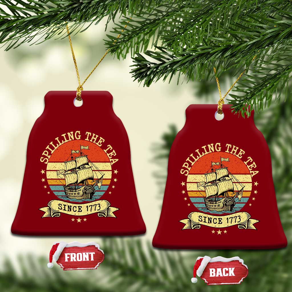 Spilling The Tea Since 1773 Ceramic Ornament Retro Sunset Boston Tea Party History TS02 Print Your Wear