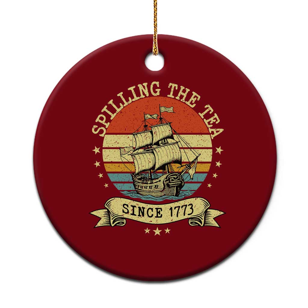 Spilling The Tea Since 1773 Ceramic Ornament Retro Sunset Boston Tea Party History TS02 1pc Red Print Your Wear