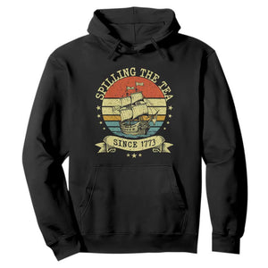 Spilling The Tea Since 1773 Hoodie Retro Sunset Boston Tea Party History TS02 Black Print Your Wear