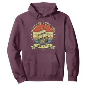 Spilling The Tea Since 1773 Hoodie Retro Sunset Boston Tea Party History TS02 Maroon Print Your Wear