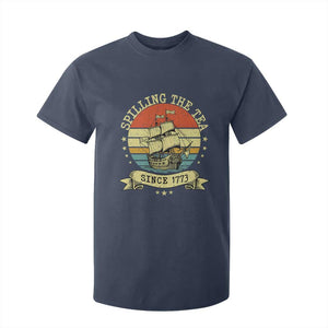 Spilling The Tea Since 1773 T Shirt For Kid Retro Sunset Boston Tea Party History TS02 Navy Print Your Wear