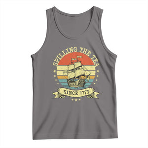 Spilling The Tea Since 1773 Tank Top Retro Sunset Boston Tea Party History TS02 Deep Heather Print Your Wear