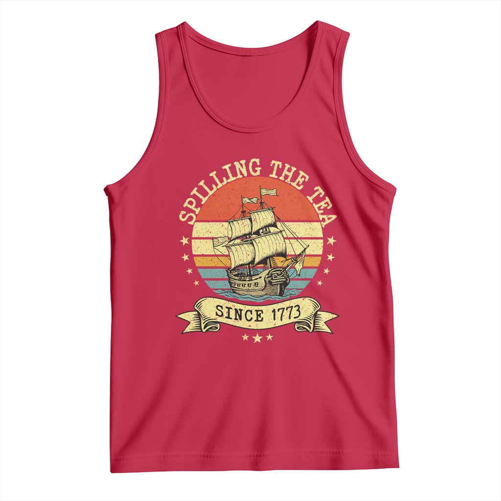 Spilling The Tea Since 1773 Tank Top Retro Sunset Boston Tea Party History TS02 Red Print Your Wear