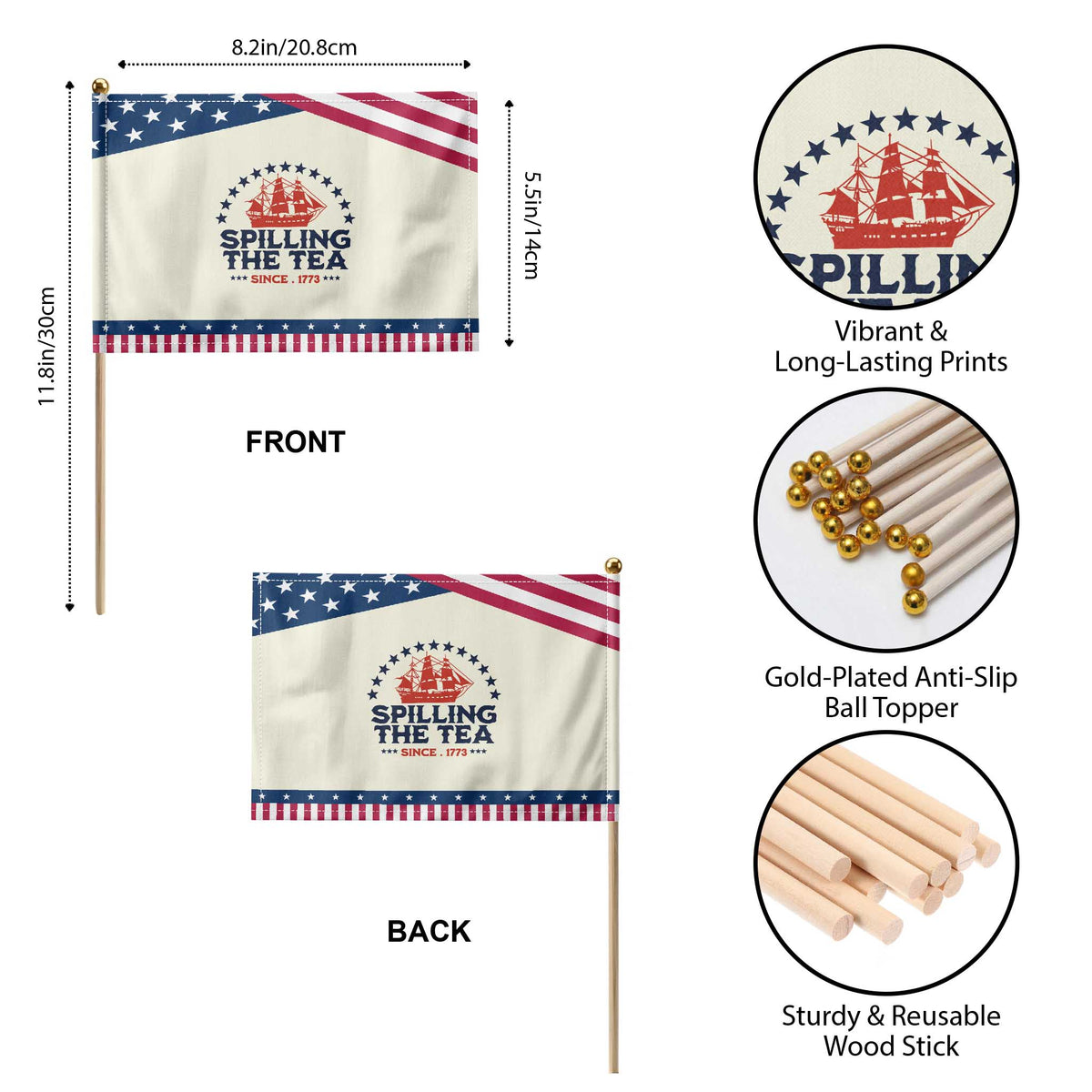 Spilling The Tea Since 1773 Patriotic Handheld Flag Nautical Stars American History TS02 Print Your Wear