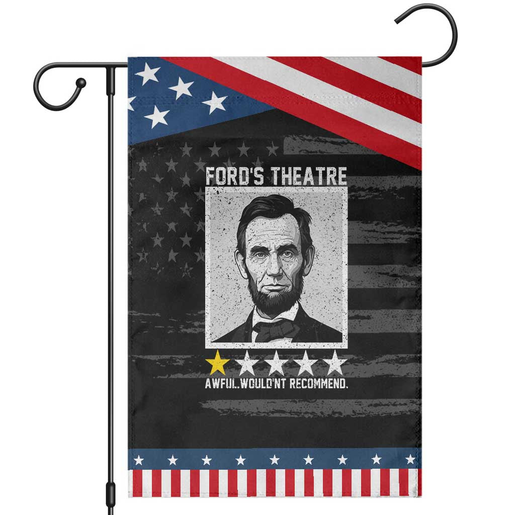 Fords Theatre One Star Awful Wouldnt Recommend Patriotic Garden Flag Abraham Lincoln Funny History Dark Humor TS02 Distressed Black Blue Print Your Wear