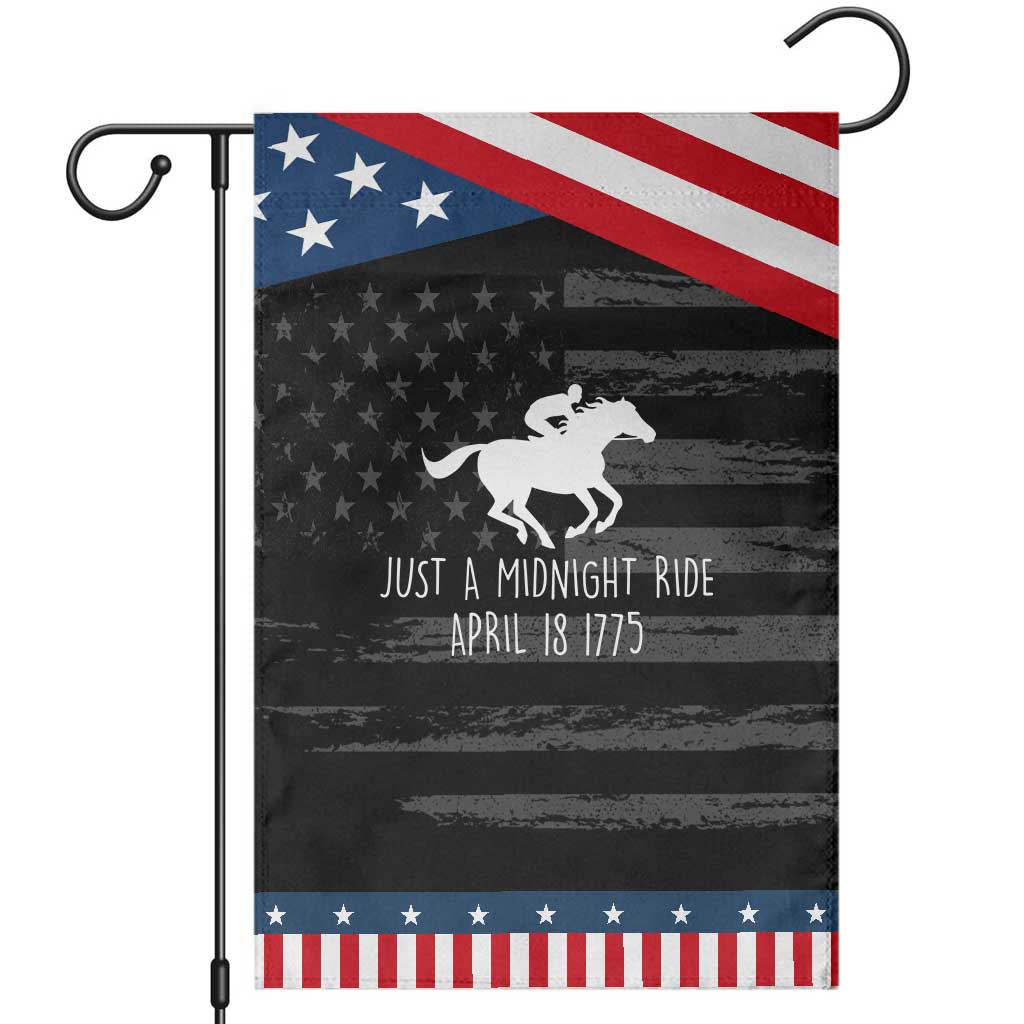 Paul Revere American History Patriotic Garden Flag Just A Midnight Ride April 18 1775 TS02 Distressed Black Blue Print Your Wear