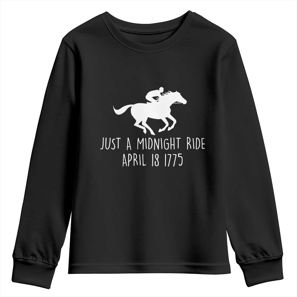 Paul Revere American History Youth Sweatshirt Just A Midnight Ride April 18 1775 TS02 Black Print Your Wear