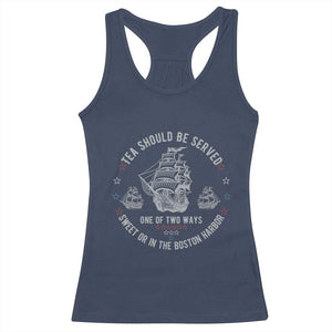 Tea Should Be Served In The Boston Harbor Racerback Tank Top Funny Sarcastic American History TS02 Navy Print Your Wear