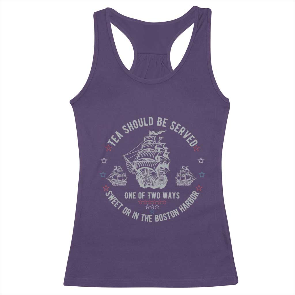Tea Should Be Served In The Boston Harbor Racerback Tank Top Funny Sarcastic American History TS02 Purple Print Your Wear