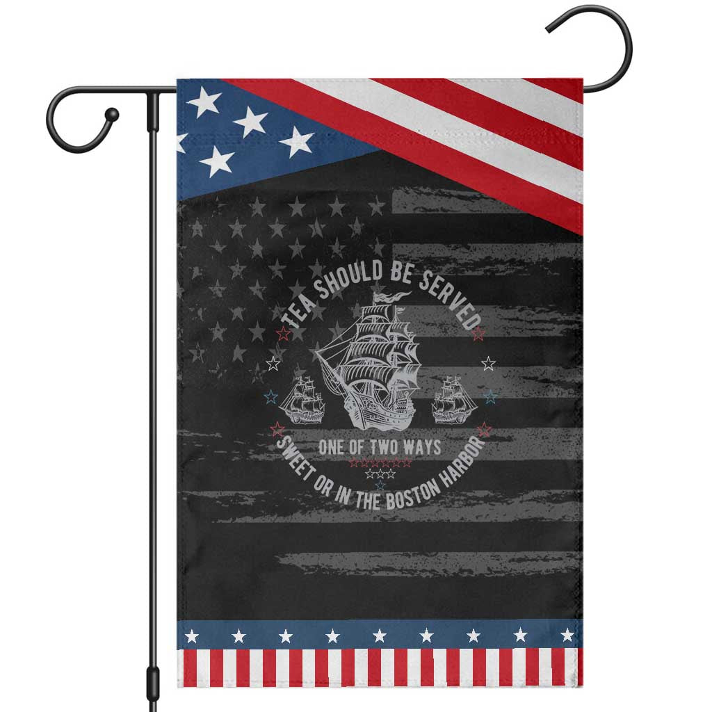 Tea Should Be Served In The Boston Harbor Patriotic Garden Flag Funny Sarcastic American History TS02 Distressed Black Blue Print Your Wear