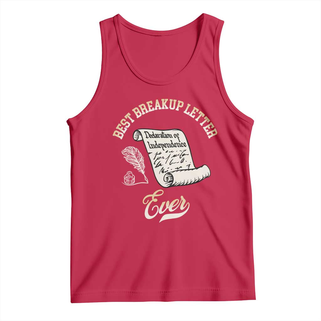 Declaration Of Independence 1776 Funny History Tank Top Best Breakup Letter Ever Humor TS02 Red Print Your Wear