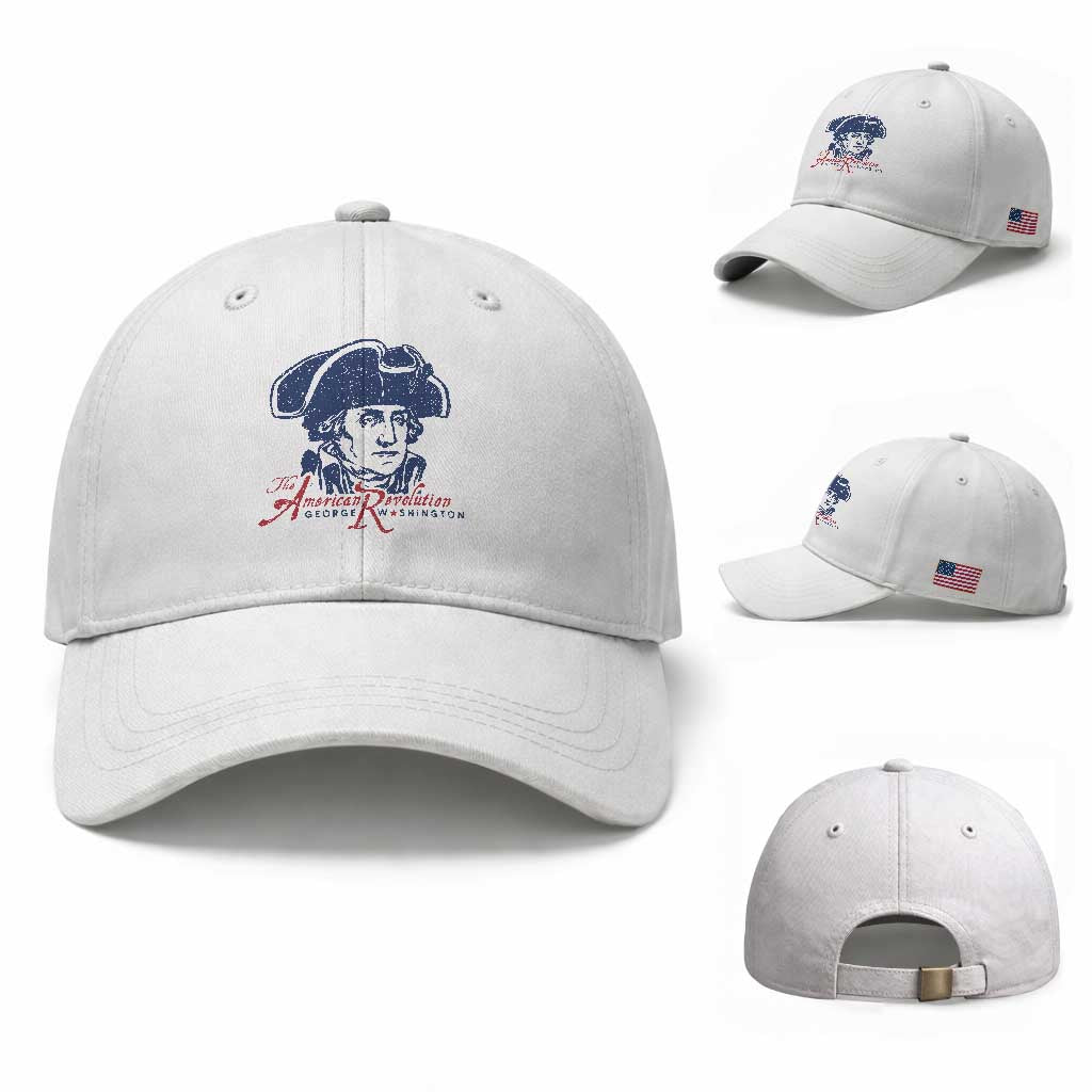 George Washington The American Revolution Baseball Cap Distressed Sketch Historic Patriotic Graphic TS02 Baseball Cap Universal Fit White Print Your Wear
