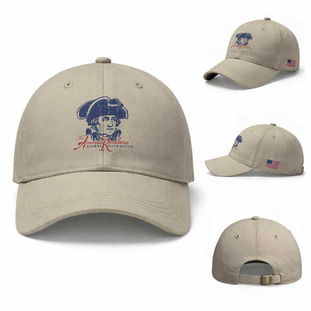 George Washington The American Revolution Baseball Cap Distressed Sketch Historic Patriotic Graphic TS02 Baseball Cap Universal Fit Beige Print Your Wear