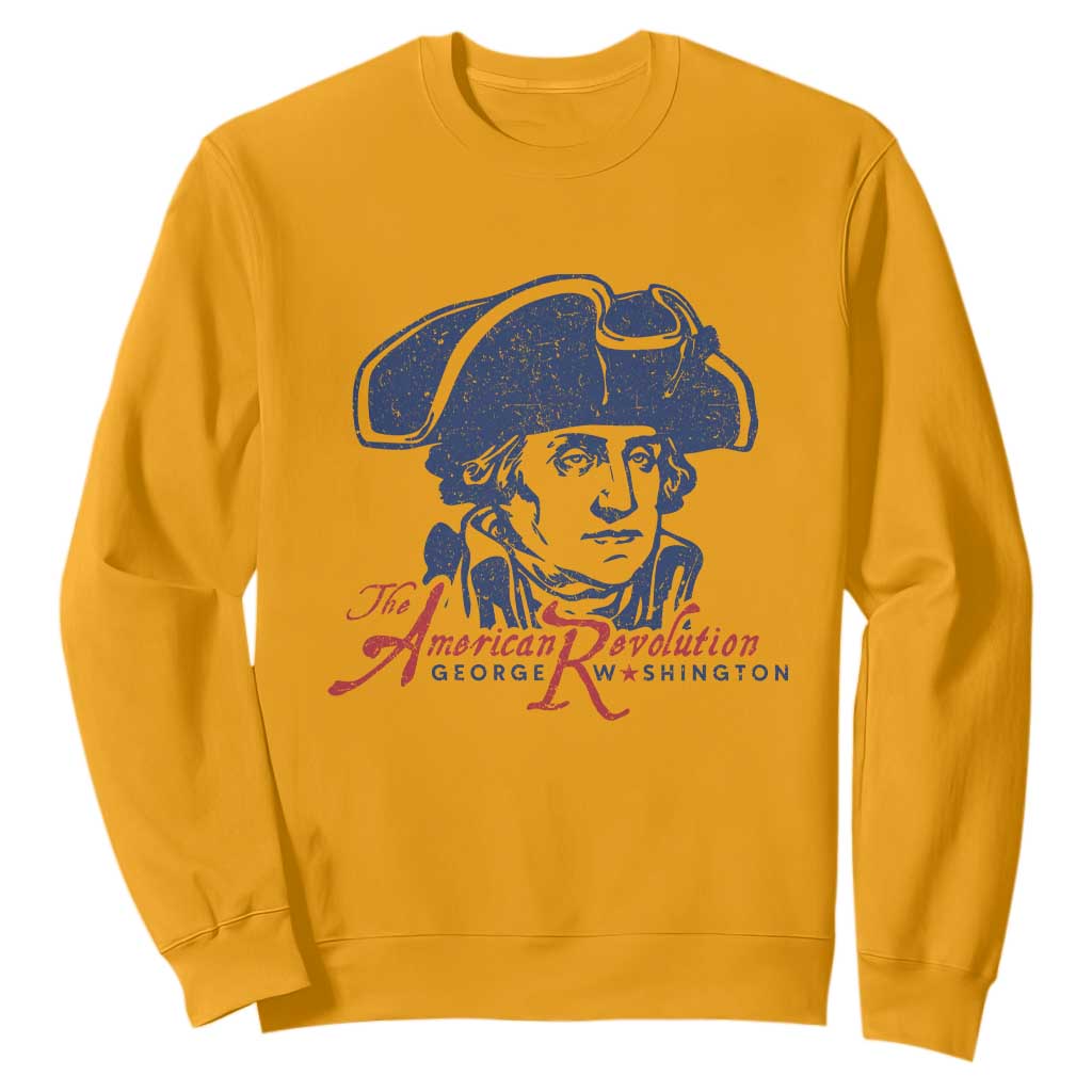 George Washington The American Revolution Sweatshirt Distressed Sketch Historic Patriotic Graphic TS02 Gold Print Your Wear