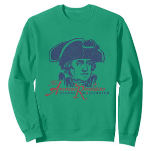 George Washington The American Revolution Sweatshirt Distressed Sketch Historic Patriotic Graphic TS02 Irish Green Print Your Wear