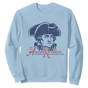 George Washington The American Revolution Sweatshirt Distressed Sketch Historic Patriotic Graphic TS02 Light Blue Print Your Wear