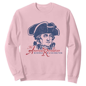 George Washington The American Revolution Sweatshirt Distressed Sketch Historic Patriotic Graphic TS02 Light Pink Print Your Wear