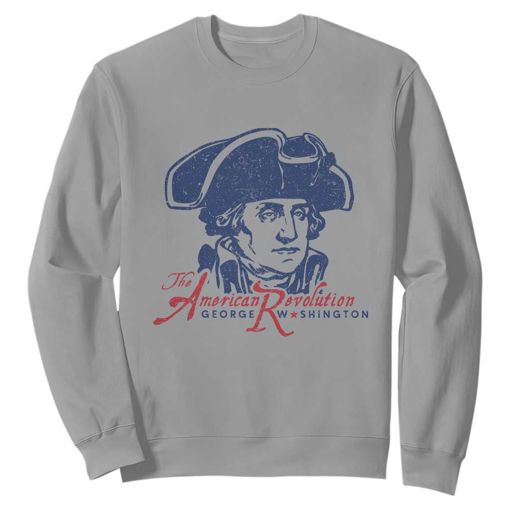 George Washington The American Revolution Sweatshirt Distressed Sketch Historic Patriotic Graphic TS02 Sport Gray Print Your Wear