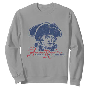George Washington The American Revolution Sweatshirt Distressed Sketch Historic Patriotic Graphic TS02 Sport Gray Print Your Wear