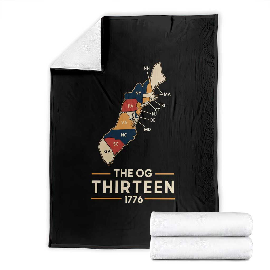 The OG Thirteen 1776 Original Colonies Map Throw Blanket Funny Retro American History TS02 Black Print Your Wear