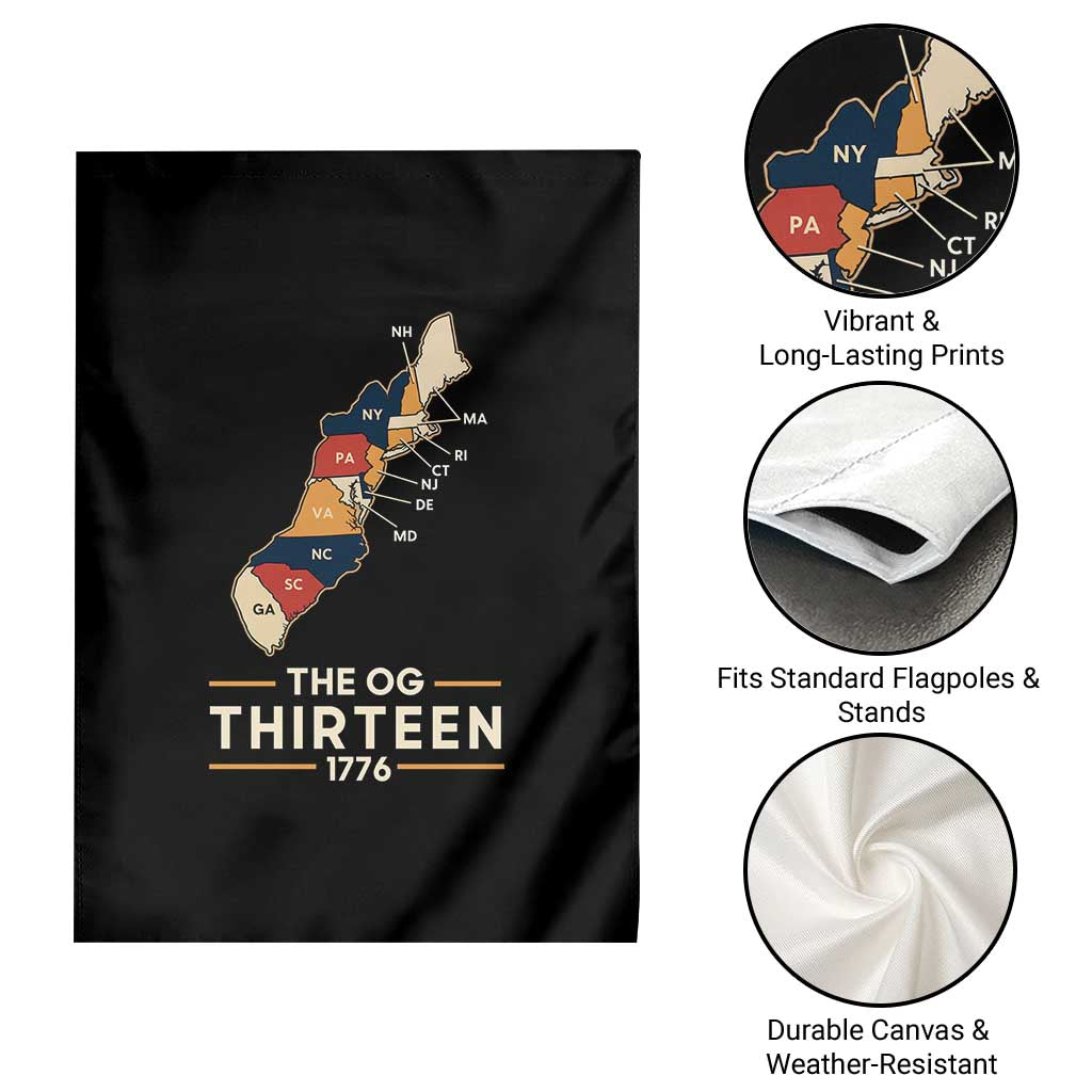 The OG Thirteen 1776 Original Colonies Map Garden Flag Funny Retro American History TS02 Print Your Wear
