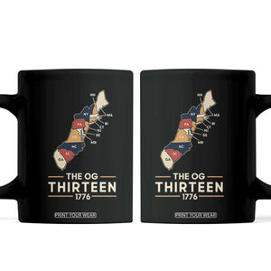 The OG Thirteen 1776 Original Colonies Map Coffee Mug Funny Retro American History TS02 Black Print Your Wear