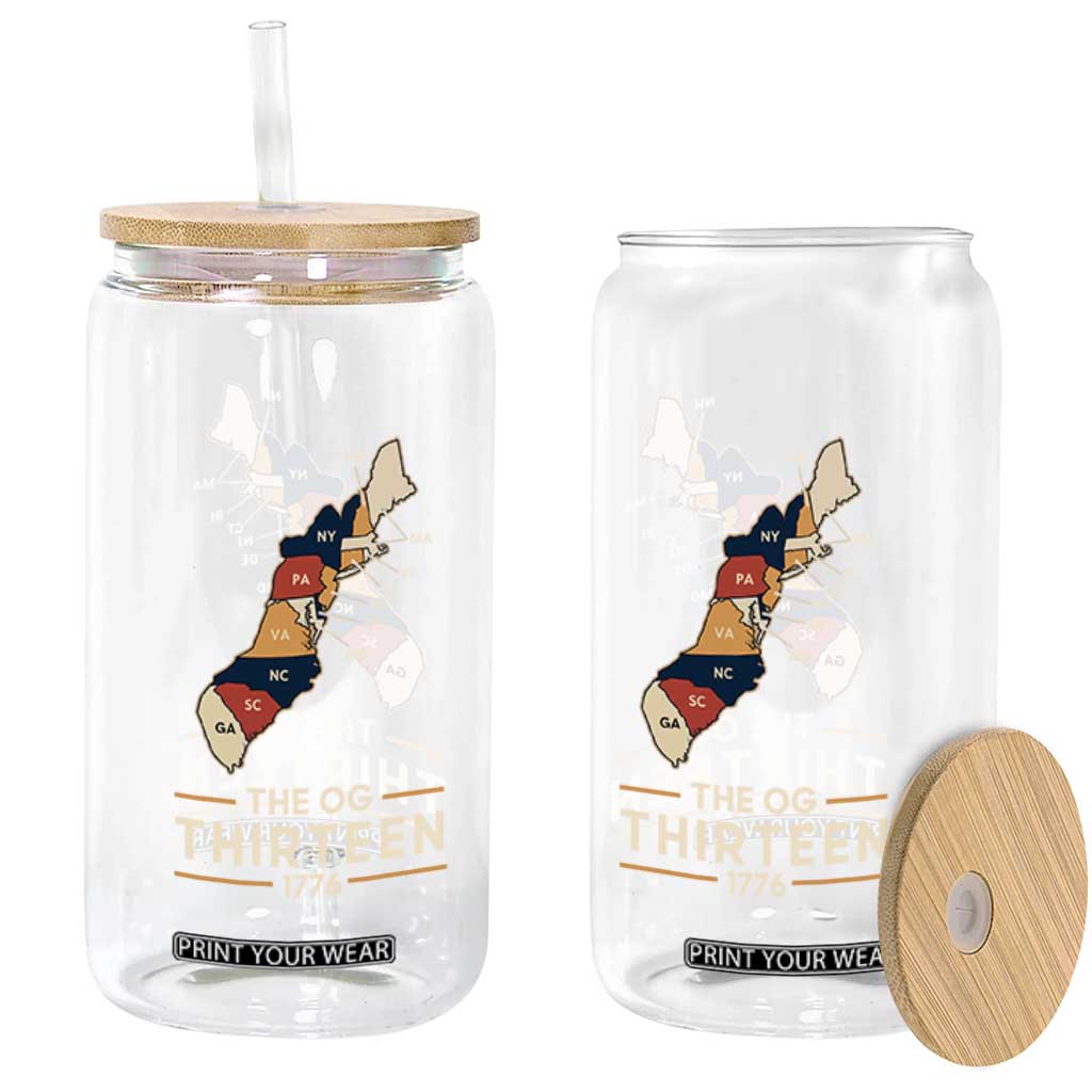The OG Thirteen 1776 Original Colonies Map Glass Can Funny Retro American History TS02 Print Your Wear
