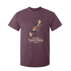 The OG Thirteen 1776 Original Colonies Map T Shirt For Kid Funny Retro American History TS02 Maroon Print Your Wear