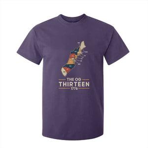 The OG Thirteen 1776 Original Colonies Map T Shirt For Kid Funny Retro American History TS02 Purple Print Your Wear